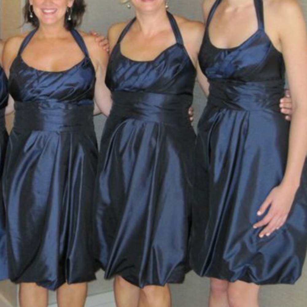 Navy Blue Halter Bridesmaid Dress